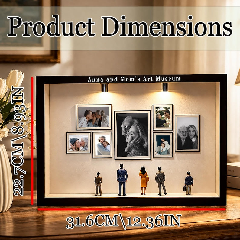 Personalized Mini Gallery Silhouette Box with LED Light, DIY 7 Photos Art Frame Box, 2026 Mothe'rs Day Gift, Gift for Mom