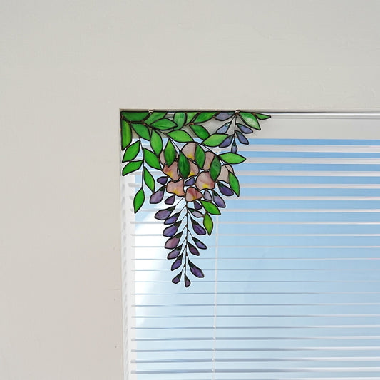 Wisteria stained glass window corner decor-Wisteria suncatcher home decor