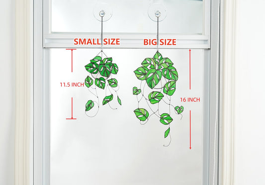 Monstera Stained Glass Suncatcher: Boho Hanging Plant Decor