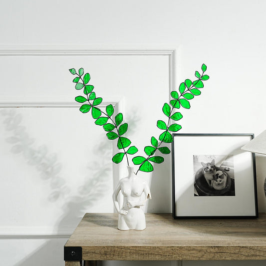 Stained Glass Eucalyptus Branches – Green Leaf Home Decor