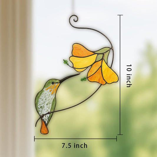 Handmade Hummingbird Stained Glass Suncatcher, Window Hanging