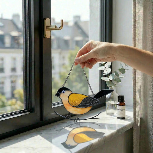 Handmade Stained Glass Bird Suncatcher, Window Hanging, Mother's Day Gift
