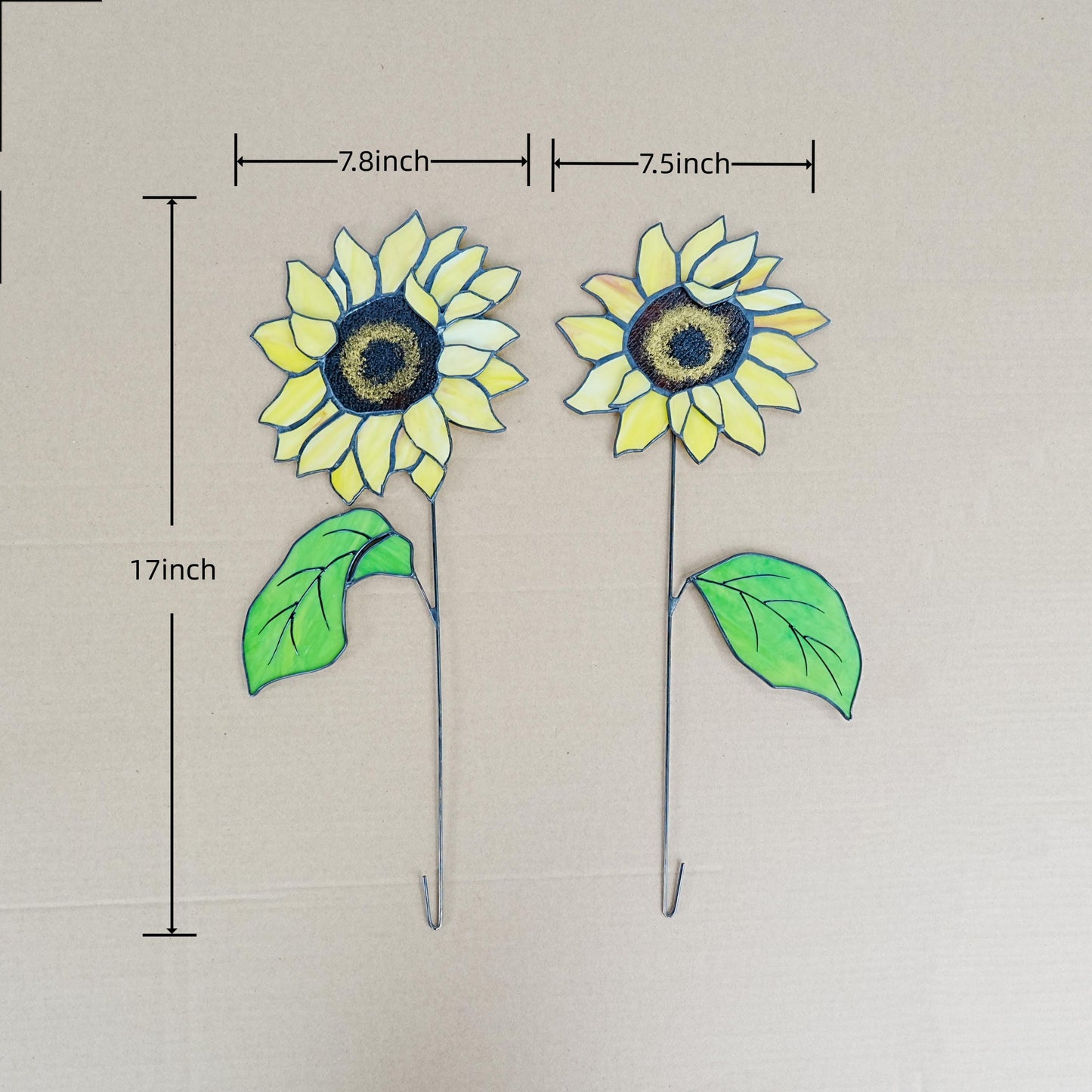 Sunflower Stained Glass Set: Nature Home Decor (7.8 x 7.8 inches)