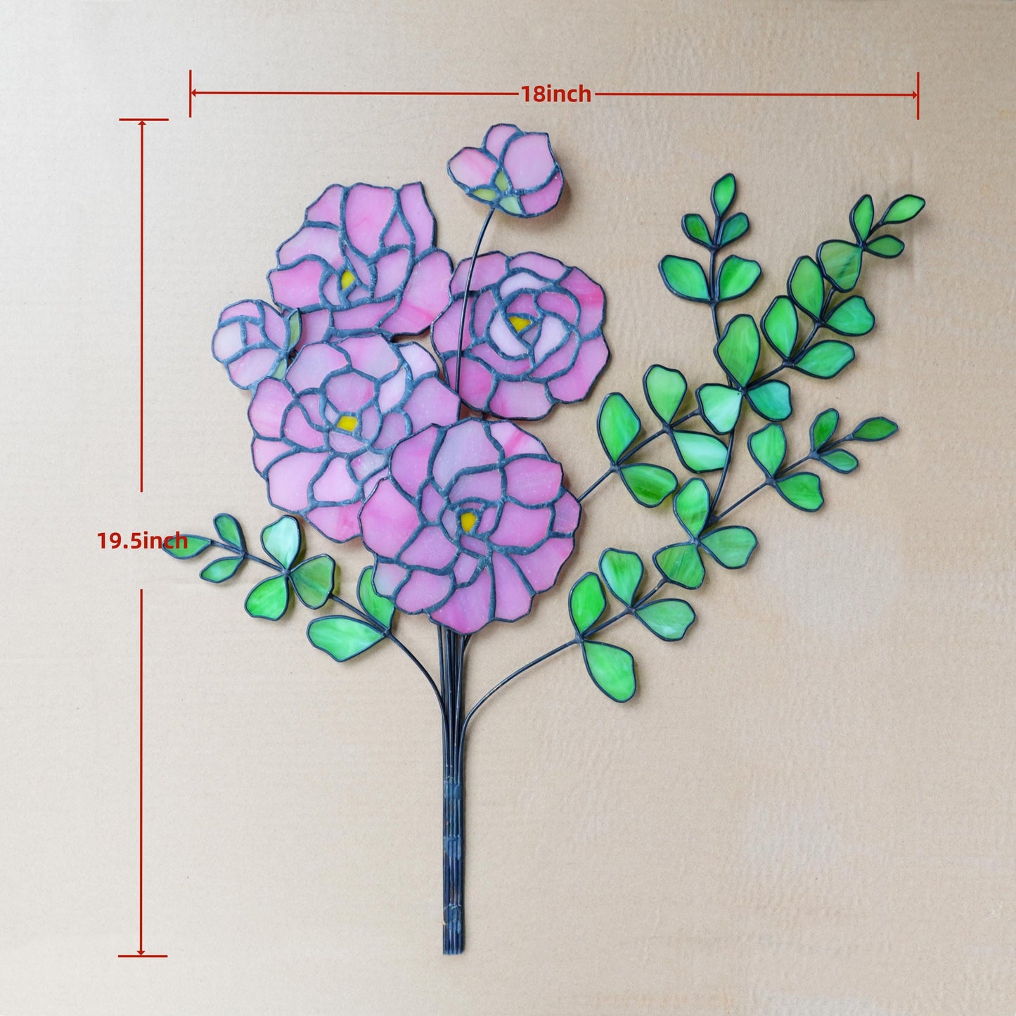 Stained Glass Peony & Eucalyptus Bouquet: Minimalist Floral Home Decor