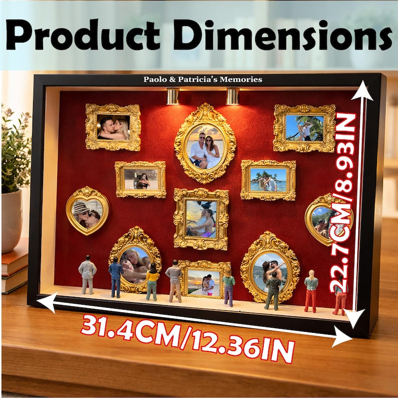 Personalized Mini Museum Silhouette Box with LED Light, DIY Photo Display Frame