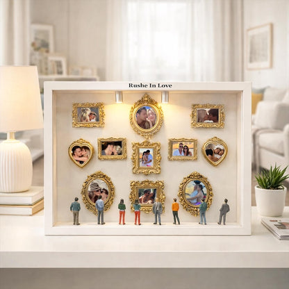 Personalized Mini Museum Silhouette Box with LED Light, DIY Photo Display Frame