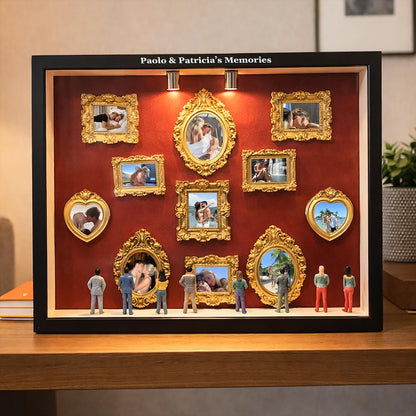 Personalized Mini Museum Silhouette Box with LED Light, DIY Photo Display Frame
