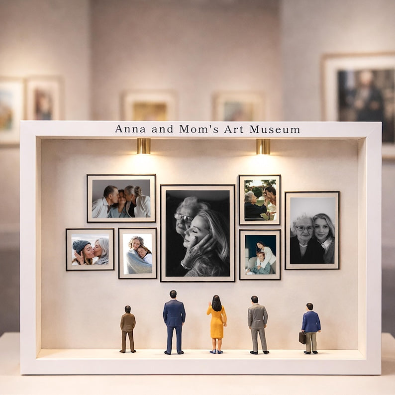 Personalized Mini Gallery Silhouette Box with LED Light, DIY 7 Photos Art Frame Box, 2026 Mothe'rs Day Gift, Gift for Mom