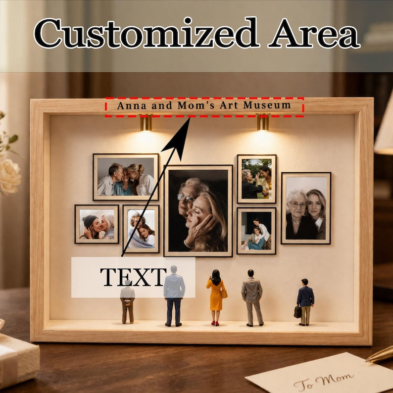 Personalized Mini Gallery Silhouette Box with LED Light, DIY 7 Photos Art Frame Box, 2026 Mothe'rs Day Gift, Gift for Mom
