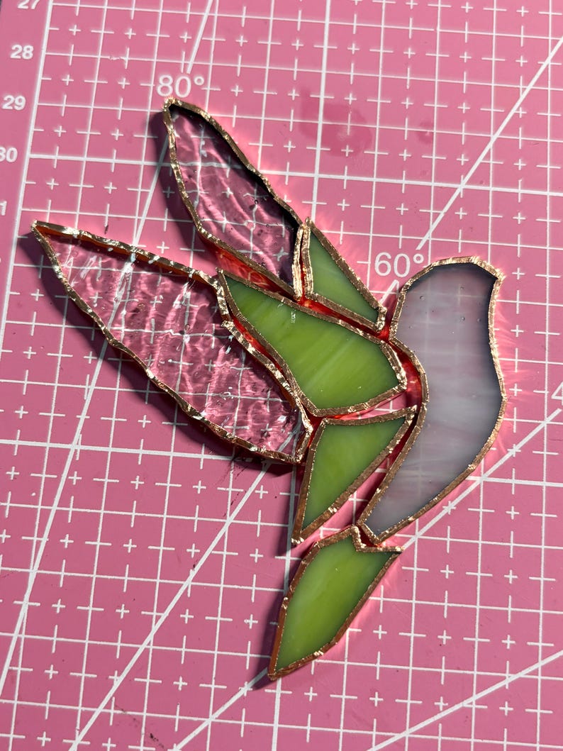 Hummingbird Stained Glass Suncatcher, Flower Glass Window Hanging, Mothers Day Gift for Mom, Grandma Birthday Gift, Bird Lover Decor, Floral