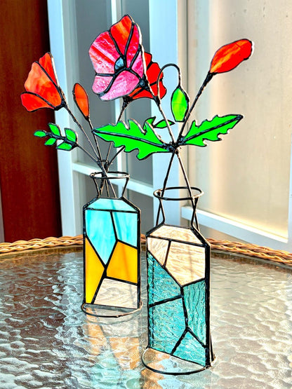 Personalized Birthflower Stained Glass Suncatcher - Custom Botanical Bouquet Gift for Mother's Day, Anniversary, or Birthday
