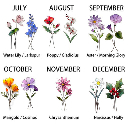 Personalized Birthflower Stained Glass Suncatcher - Custom Botanical Bouquet Gift for Mother's Day, Anniversary, or Birthday