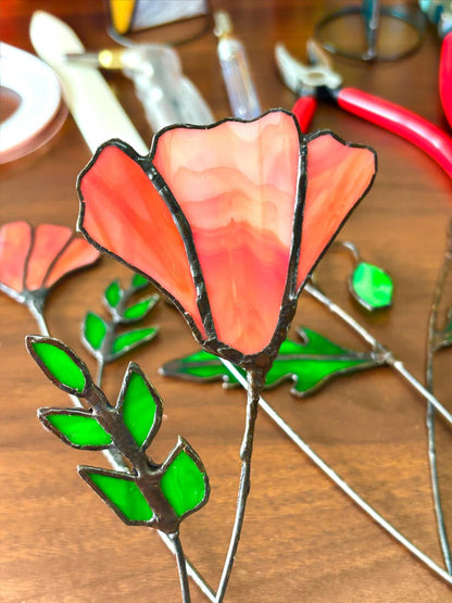 Personalized Birthflower Stained Glass Suncatcher - Custom Botanical Bouquet Gift for Mother's Day, Anniversary, or Birthday