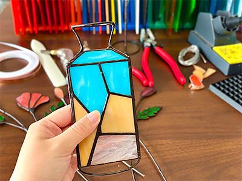 Personalized Birthflower Stained Glass Suncatcher - Custom Botanical Bouquet Gift for Mother's Day, Anniversary, or Birthday