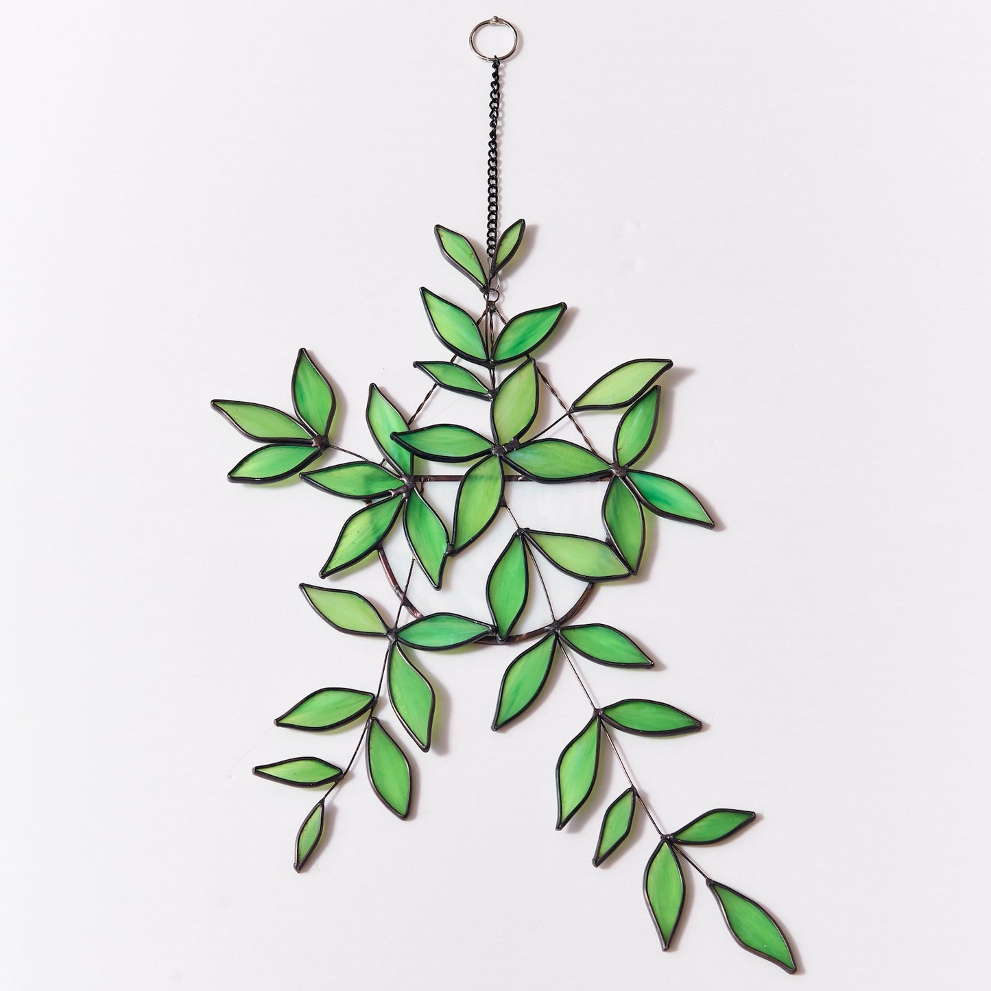 Stained Glass Plant Suncatcher: Boho Window Hanging, Home Decor (15'' H X 8.5'' W)