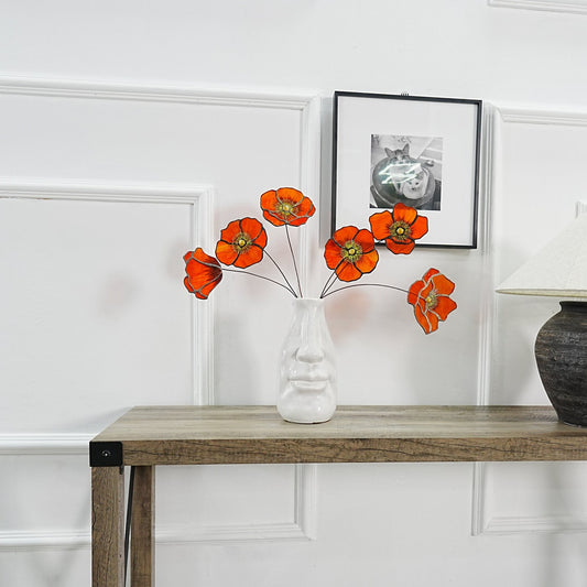 Stained Glass California Poppy Set:Faux Flower Home Decor