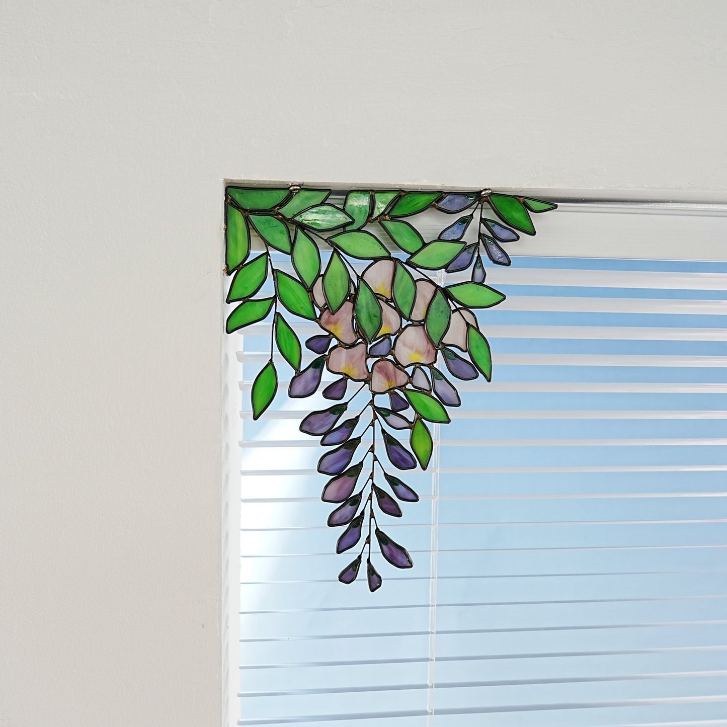 Wisteria stained glass window corner decor-Wisteria suncatcher home decor
