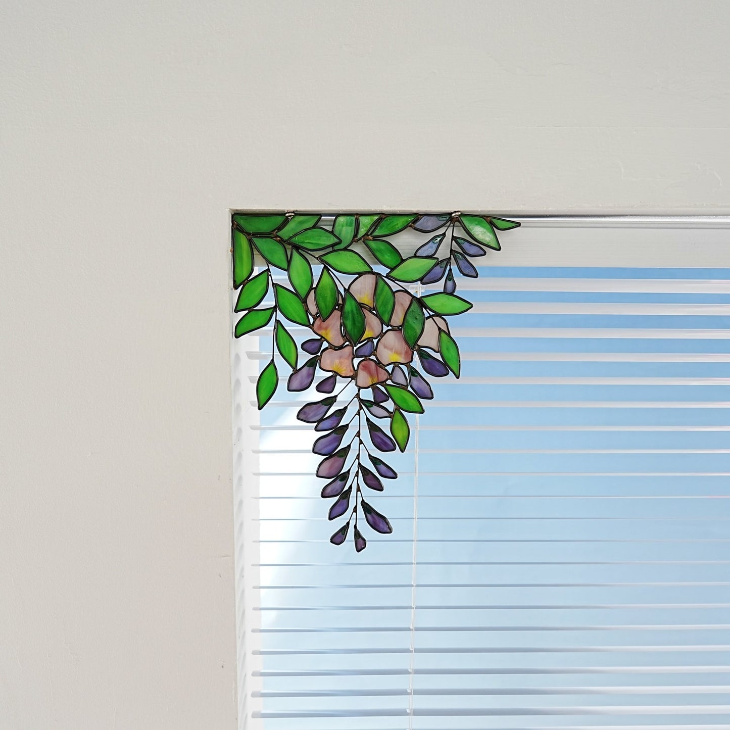 Wisteria stained glass window corner decor-Wisteria suncatcher home decor