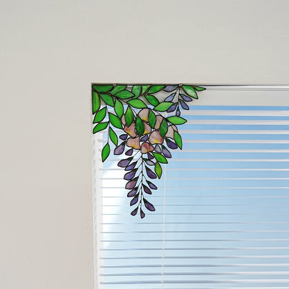 Wisteria stained glass window corner decor-Wisteria suncatcher home decor