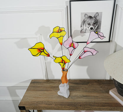 Stained Glass Calla Lily Set: Minimalist Floral Home Decor (17 inch)
