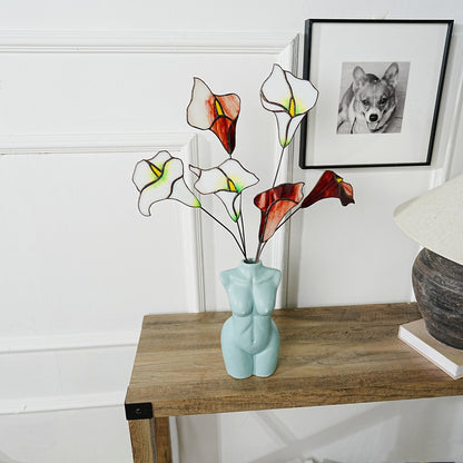 Stained Glass Calla Lily Set: Minimalist Floral Home Decor (17 inch)