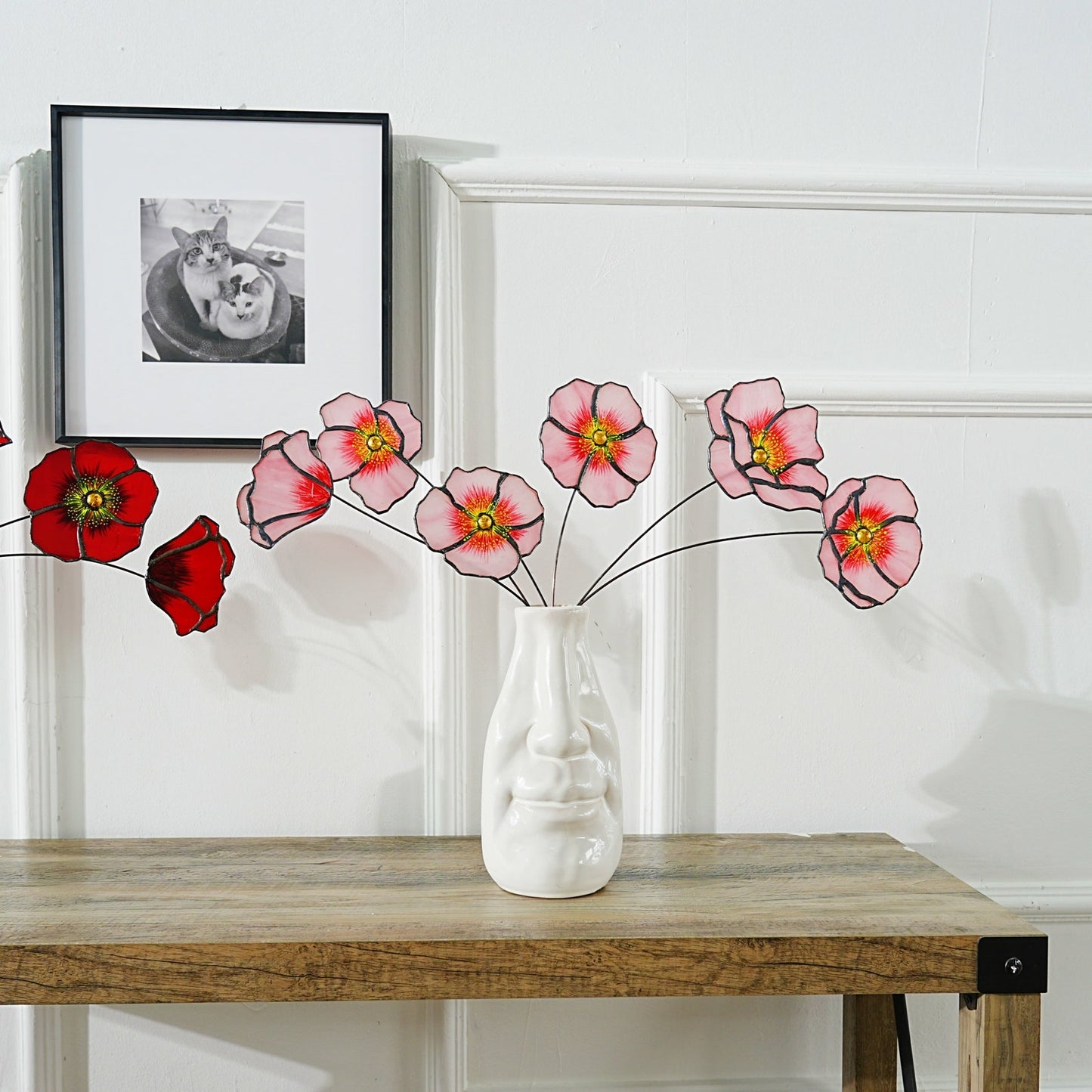 Stained Glass California Poppy Set:Faux Flower Home Decor