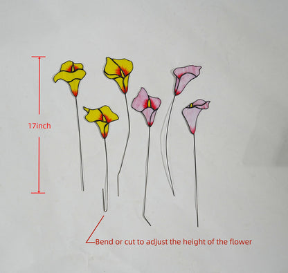 Stained Glass Calla Lily Set: Minimalist Floral Home Decor (17 inch)