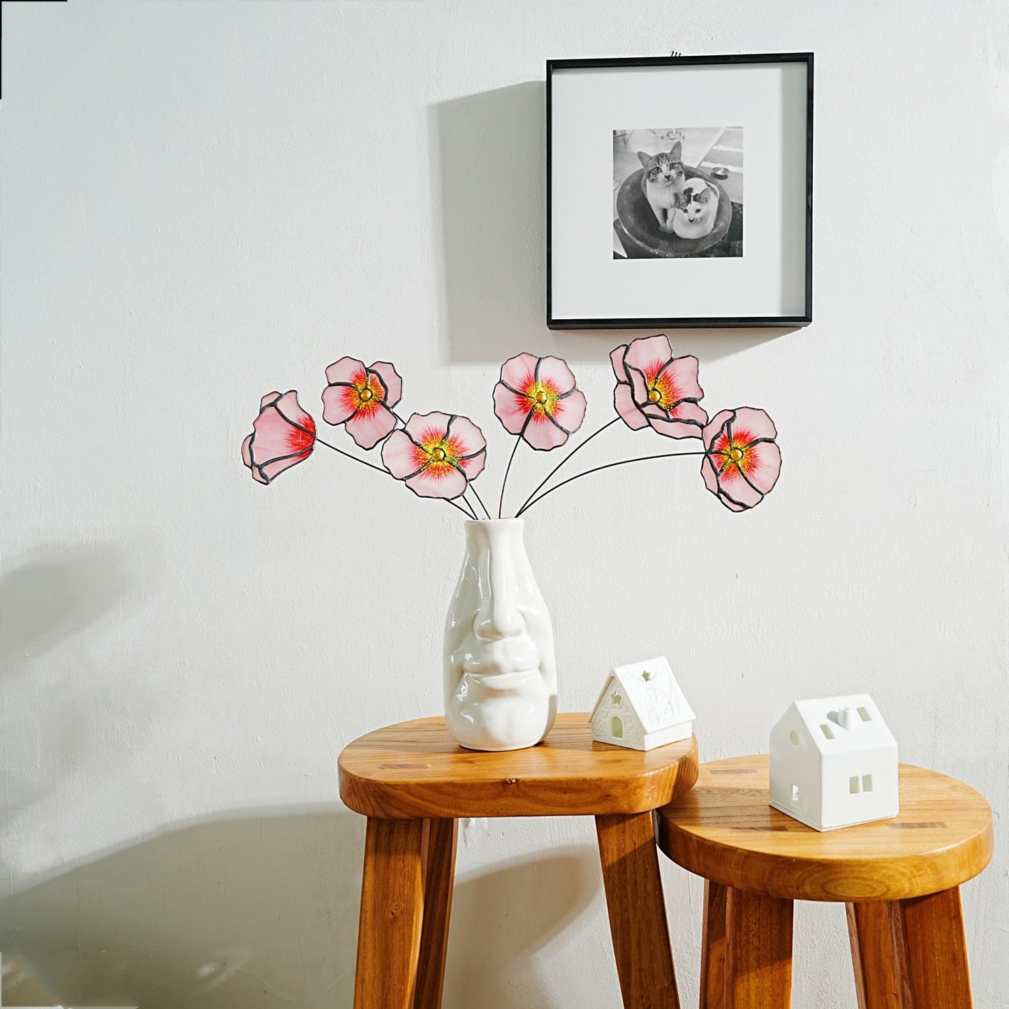 Stained Glass California Poppy Set:Faux Flower Home Decor