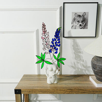 Stained Glass Lupine Flower Set: Summer Home Decor Art
