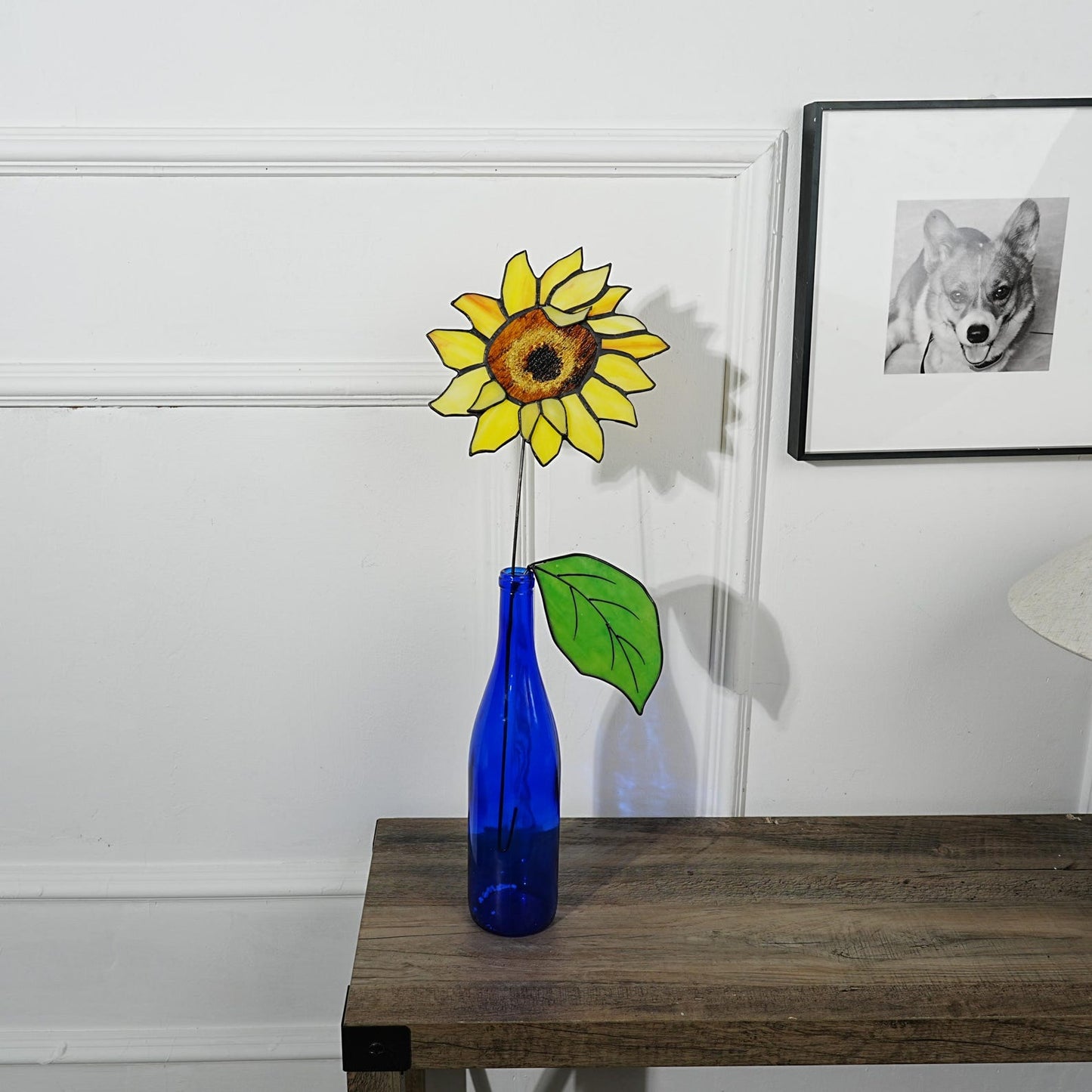 Sunflower Stained Glass Set: Nature Home Decor (7.8 x 7.8 inches)