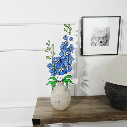 Stained Glass Delphinium Flower Decor, Blue & Purple, Set of 2