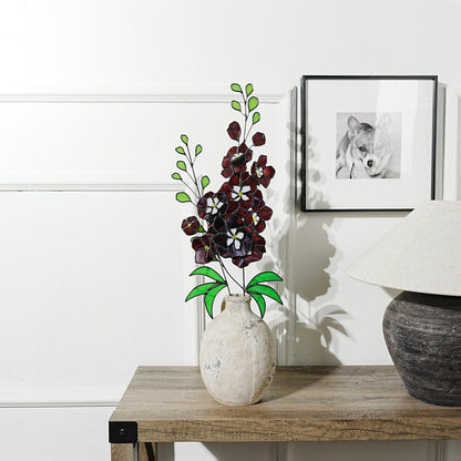 Stained Glass Delphinium Flower Decor, Blue & Purple, Set of 2