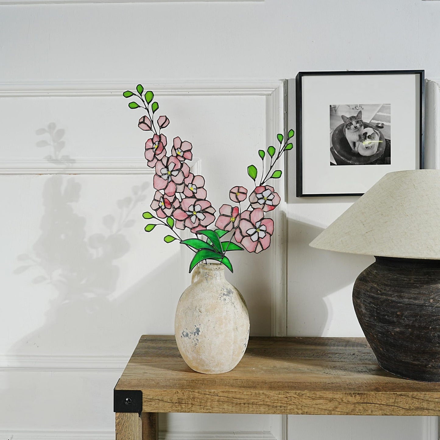 Stained Glass Delphinium Flower Decor, Blue & Purple, Set of 2