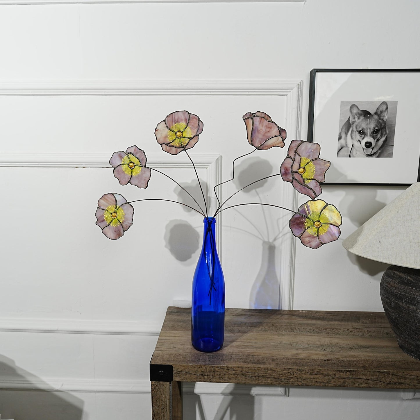 Stained Glass California Poppy Set:Faux Flower Home Decor