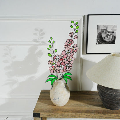 Stained Glass Delphinium Flower Decor, Blue & Purple, Set of 2