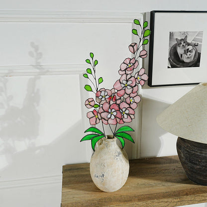 Stained Glass Delphinium Flower Decor, Blue & Purple, Set of 2