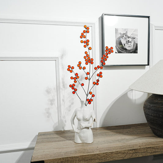 Stained Glass Holly Berry Branch: Copper Wire Table Decor