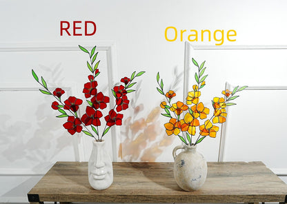 Stained Glass Gladiolus Flower Decor: Boho Garden Art, 22.5x17 in