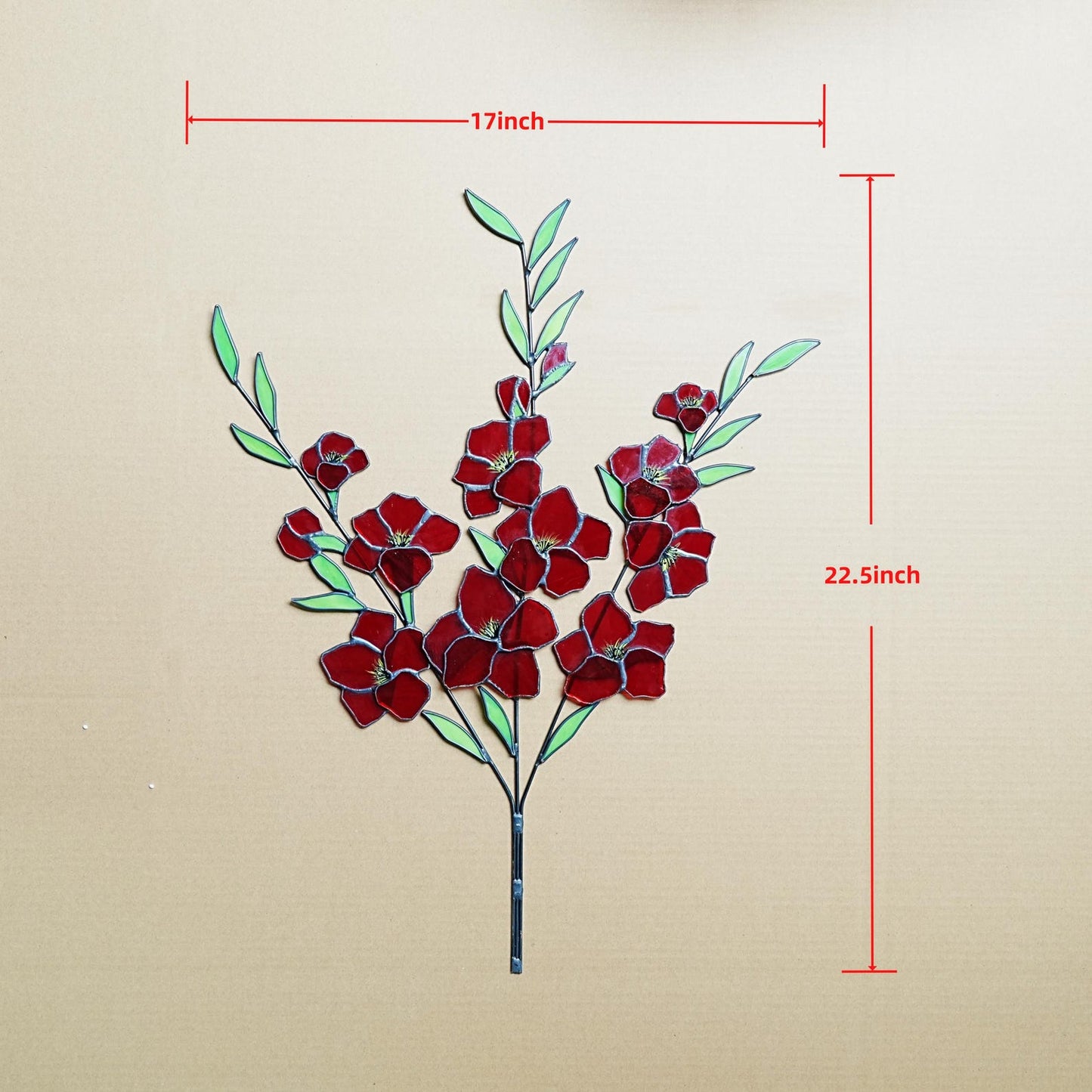 Stained Glass Gladiolus Flower Decor: Boho Garden Art, 22.5x17 in