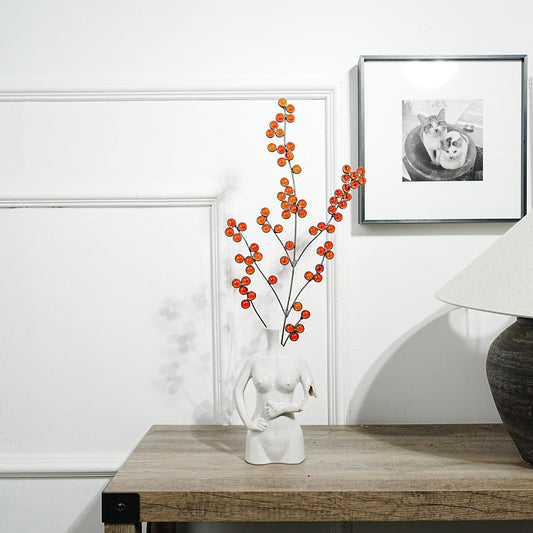 Stained Glass Holly Berry Branch: Copper Wire Table Decor