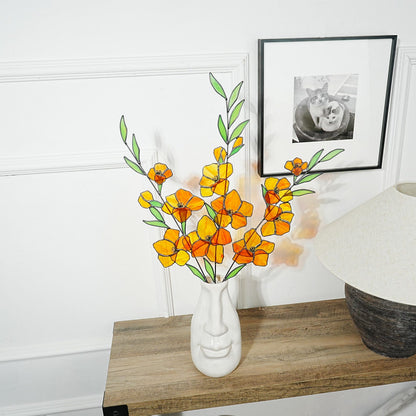 Stained Glass Gladiolus Flower Decor: Boho Garden Art, 22.5x17 in