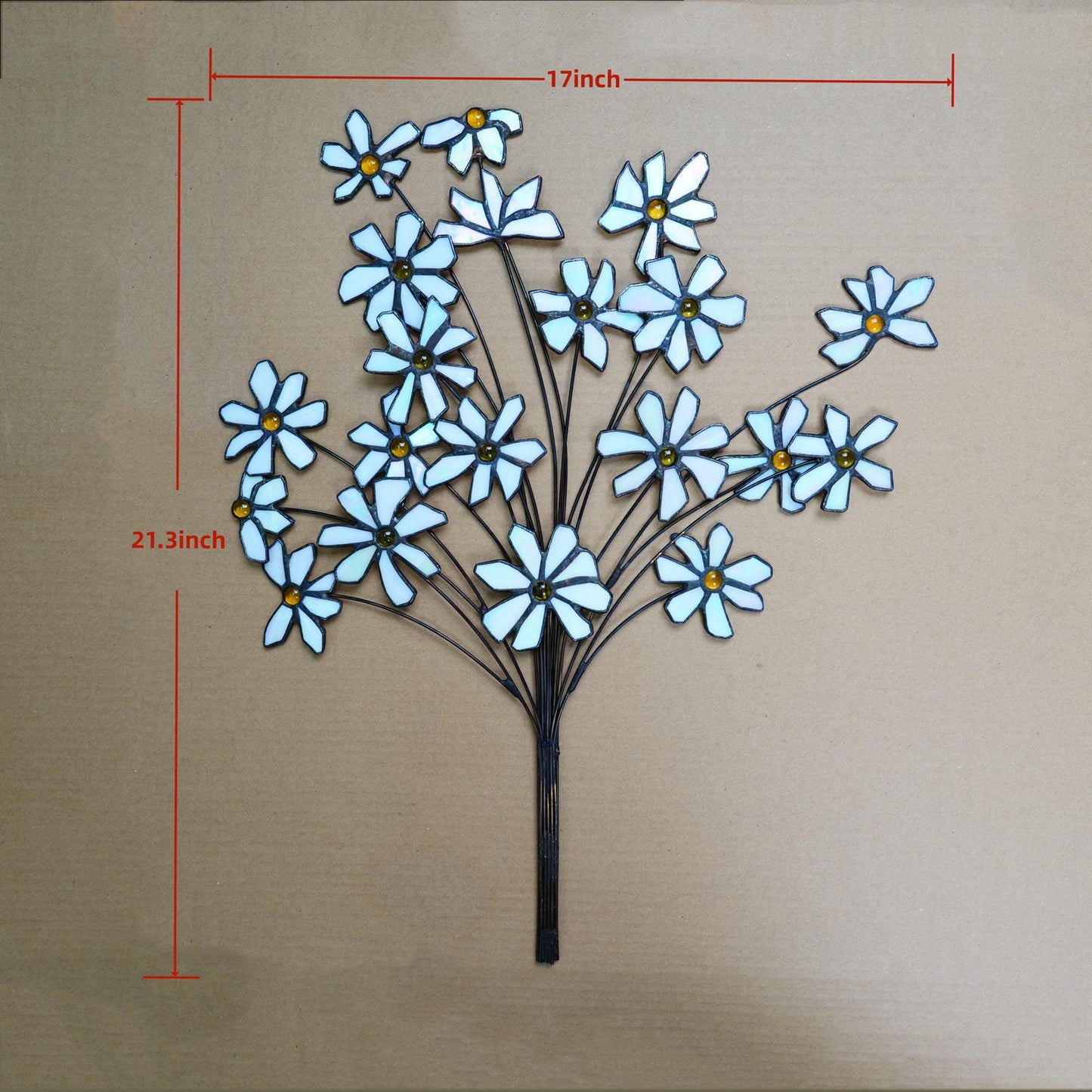 Stained Glass Daisy Bouquet: White Flower Home Decor