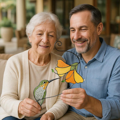 Handmade Hummingbird Stained Glass Suncatcher, Window Hanging