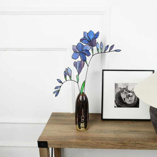 Stained Glass Freesia Flower Bouquet: Copper Home Decor Gift