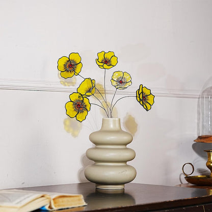 Stained Glass California Poppy Suncatcher, Set of 6 Flower Bouquet