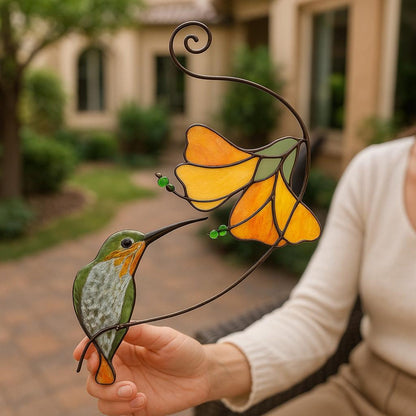 Handmade Hummingbird Stained Glass Suncatcher, Window Hanging