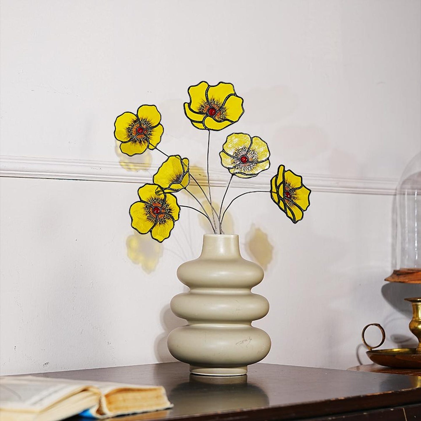 California Poppy Stained Glass Suncatcher Bouquet, Housewarming Gift