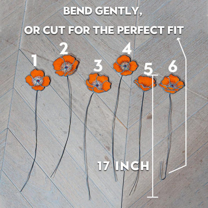 Stained Glass California Poppy Suncatcher, Set of 6 Flower Bouquet