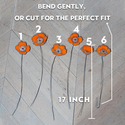 Stained Glass California Poppy Suncatcher, Set of 6 Flower Bouquet