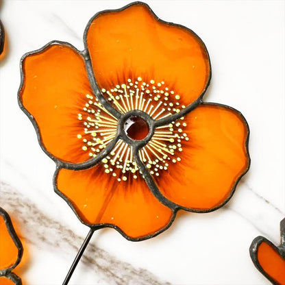 California Poppy Stained Glass Suncatcher Bouquet, Housewarming Gift